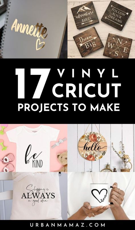 Looking for vinyl Cricut projects to make? Check out this list of 17 insanely cool Cricut projects with vinyl. Diy Vinyl Cricut Projects, Circuit Maker Projects For Beginners, Cameo 3 Projects Ideas, Best Selling Cricut Projects 2023, Canvas Cricut Projects, Printable Vinyl Projects, Cricket Vinyl Ideas, Circuit Vinyl Projects, Easy Things To Make With Cricut