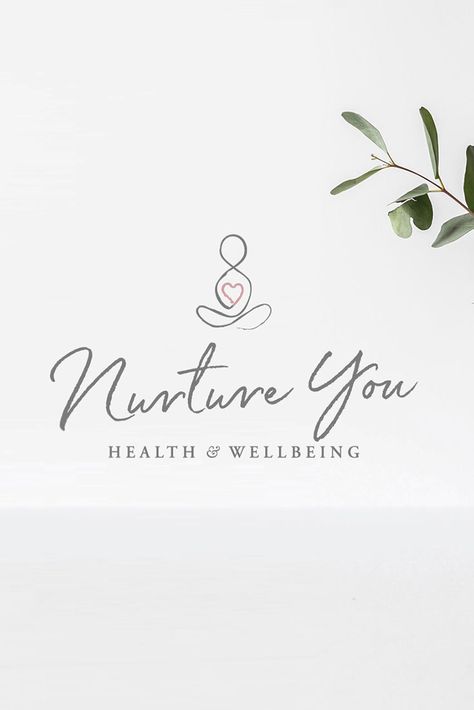 Web and brand design for holistic therapist, Nurture You. Hand illustrated logo with yoga heart and soft typography. Designed by Bonny and Clyde Design Studio. Therapy Branding, Psychologist Logo, Nutrition Logo Design, Therapist Logo, Yoga Logo Design, Massage Logo, Holistic Therapy, Nutrition Logo, Spa Logo