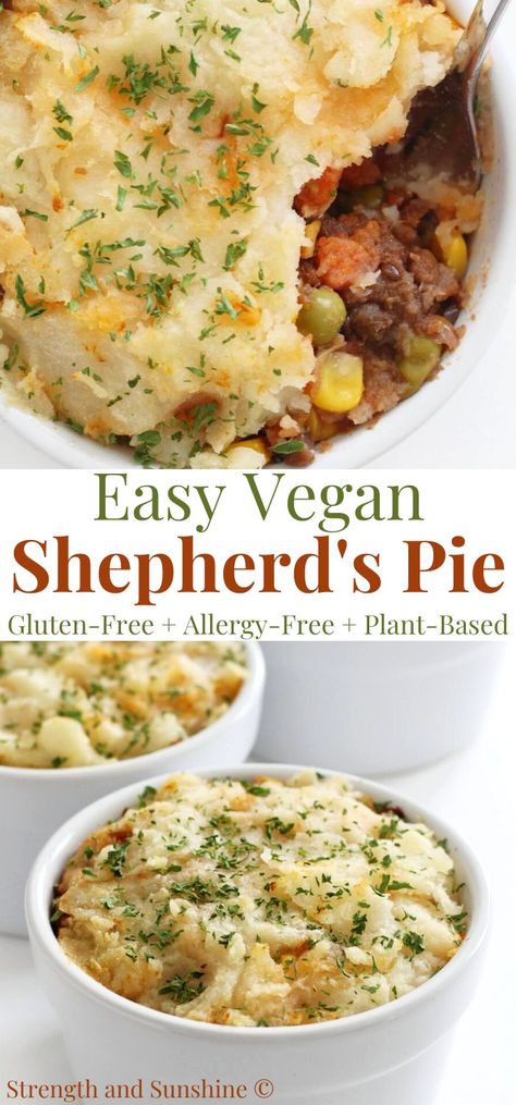 vegan lentil shepherd's pie Lentil Shepards Pie, Mashed Potatoes Healthy, Vegan Freezer Meals, Dairy Free Mashed Potatoes, Potatoes Healthy, Vegetarian Shepherds Pie, Vegan Shepherds Pie, Shepherd's Pie Recipe, Canned Lentils