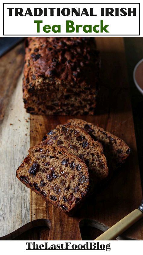 This traditional Irish Tea Brack is made with fruit soaked overnight in tea. It is very easy to make and is excellent with a generous helping of butter and a cup of tea or two! Great for celebrating St.Patrick's Day or any day of the year! Irish Tea Brack Recipe, Irish Tea Bread, Tea Brack Recipe, Irish Breakfast Tea, Irish Foods, School Lunch Boxes, Irish Tea, Irish Breakfast, Tea Bread