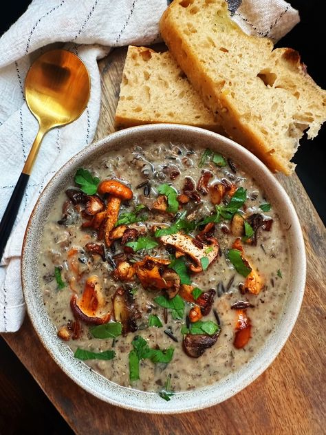 Creamy Wild Rice & Mushroom Soup Wild Rice And Mushroom Soup Crockpot, Wild Rice Vegetable Soup, Mushroom And Rice Soup, Mushroom Soup Crockpot, Wild Rice And Mushroom Soup, Wild Rice Mushroom Soup, Rice Mushroom Soup, Mushroom Wild Rice Soup, Wild Rice Mushroom