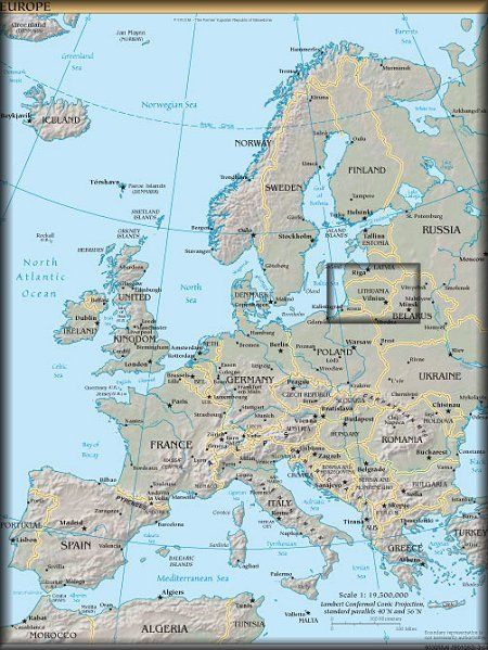 Lithuania in Europe map Europe Map Printable, Eastern Europe Map, World Map Europe, Map Monde, Flags Of European Countries, Maps Aesthetic, Geography For Kids, Map Of Europe, Physical Map