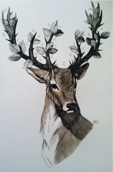 Rems' Hideout — 3y3: Memento Mori, Welder Wings Deer Sketch, Deer Drawing, Western Artwork, Animal Illustration Art, Deer Art, Design Tattoo, Amazing Art Painting, Memento Mori, Animal Tattoos