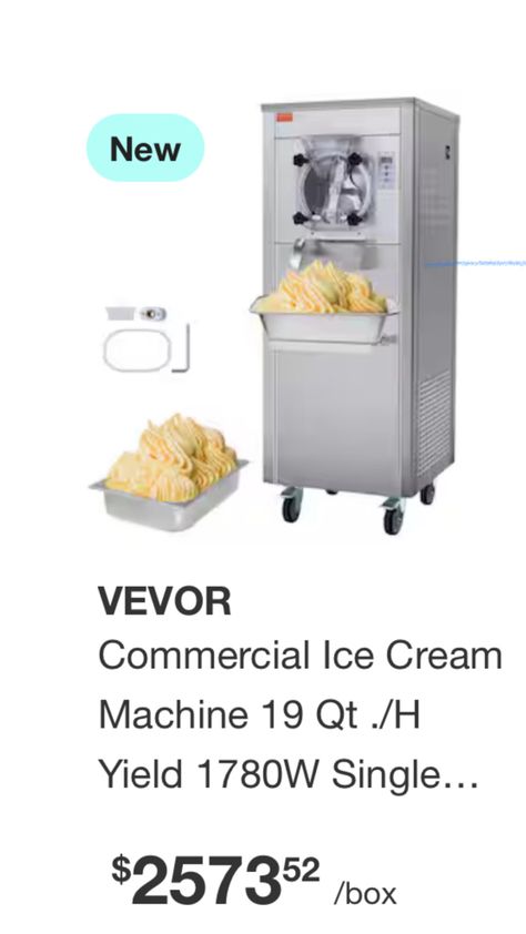 New VEVOR Commercial Ice Cream Machine 19 Qt ./H Yield 1780W Single Flavor Hard Serve Ice Cream Maker 6L Stainless Steel Cylinder Commercial Ice Cream Machine, Ice Cream Shops, Serve Ice Cream, Product Commercial, Small Food, Food Stall, Ice Cream Machine, Small Meals, Ice Cream Shop