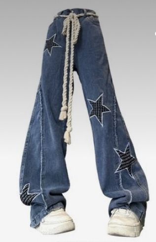 Baggy Jeans Women, Midsize Summer, Outfits Men Summer, Grunge Hippie, Hip Hop Jeans, Style Hip Hop, Cute Pants, Patchwork Denim, Pants Vintage