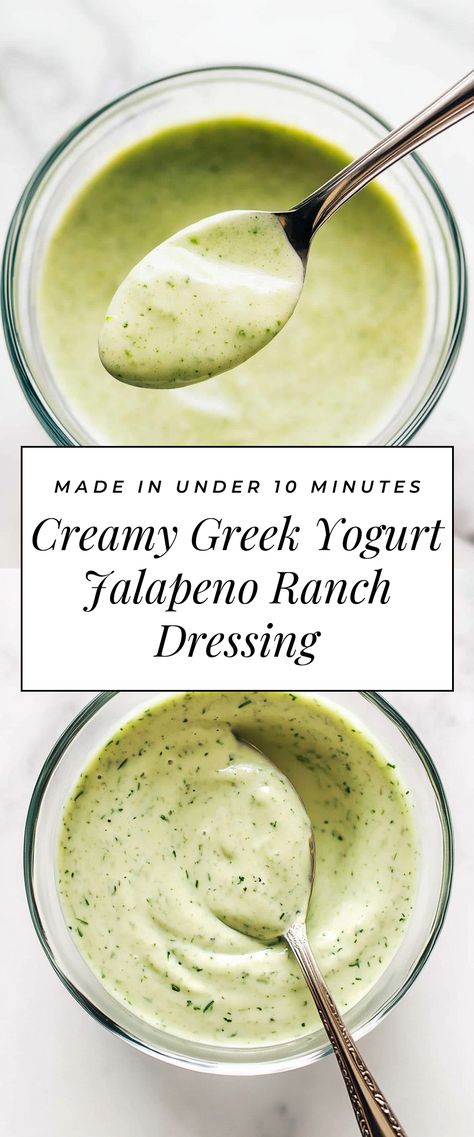 Image for Creamy Greek Yogurt Jalapeno Ranch Dressing Yogurt Ranch Dressing Recipe, Greek Yogurt Dressing Recipes, Ranch Dressing Packet, Greek Yogurt Ranch Dressing, Jalapeno Ranch Dressing, Best Greek Yogurt, Yogurt Ranch, Yogurt Ranch Dressing, Greek Yogurt Ranch