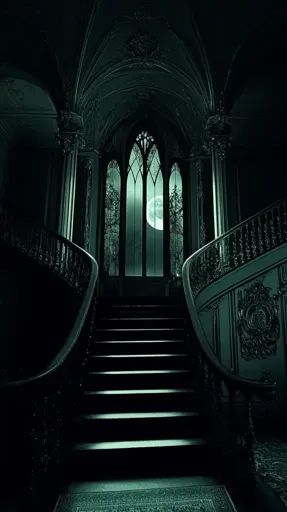 ↑↑↑ Larger size on website 🔸 A grand staircase winds its way up through a darkened hallway in a gothic mansion. The ornate railin Gothic Mansion Exterior, Mansion Hallway, Gothic Staircase, Gothic Hallway, Gothic Throne, Goth Mansion, Victorian Gothic Mansion, Gothic Architecture Interior, Gothic Castles