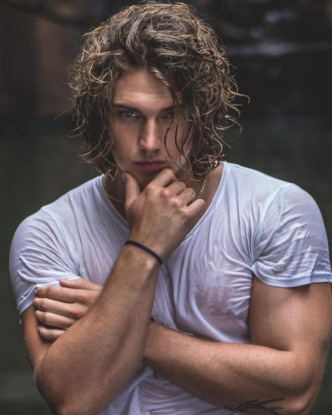 BENJAMIN ∆HLBLAD (@fitbeny) • in a wet tee Man With Long Hair, Long Curly Hair Men, Wavy Hair Men, Men's Long Hairstyles, Corte De Cabelo Masculino, Curly Hair Men, Long Curly Hair, Long Hair Styles Men, Hair And Beard Styles