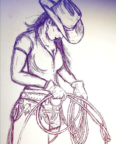 Cowgirl Drawing Reference, Cowgirl Art Drawing, Cowgirl Sketch, Cowgirl Drawing, Cowgirl Photography, Abstract Pencil Drawings, Horse Art Drawing, Western Tattoos, Western Artwork