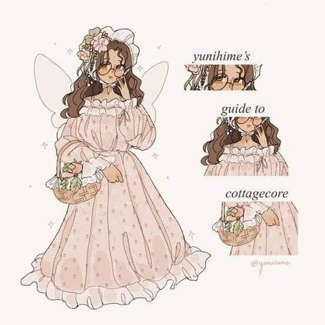 Cottagecore Dress Drawing, Cottagecore Guide, Aesthetic Amine, Dress Drawing Reference, Cottagecore Drawing, Cartoon Artstyle, Outfits Drawing, Cottage Core Art, Colored Pencil Drawing Ideas