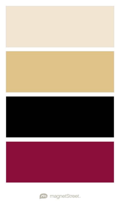 Champagne, Gold, Black, and Burgundy Wedding Color Palette - custom color palette created at MagnetStreet.com Eggplant Wedding Colors, Rose Gold White Wedding, Burgundy Wedding Colors, Gold Wedding Colors, Black Gold Wedding, Gold Color Palettes, Gold Wedding Theme, Gold Color Scheme, Black Gold Jewelry