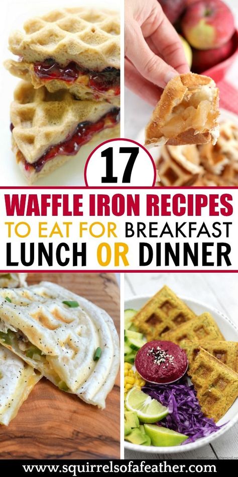 I had NO IDEA you could make such awesome food in my waffle iron! Such great ideas for breakfast, snacks, and even dessert. Love these kid-friendly meal prep lunch options for school, too. #waffles #waffleiron #breakfastideas #snackideas #desserts Waffle Iron Sandwich Bread, Recipes For Waffle Maker Ideas, Mini Waffle Sandwiches, Single Waffle Maker Recipes, Waffle Lunch Ideas, Unique Waffle Ideas, Healthy Waffle Iron Recipes, What Goes With Waffles, Mini Waffle Maker Breakfast Recipes