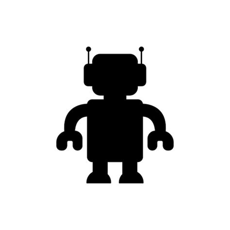 Vector robot silhouette icon illustratio... | Premium Vector #Freepik #vector #cartoon-logo #bot-logo #robot-logo #robot-mascot Robot Silhouette, Construction Poster, Robot Mascot, Robot Icon, Robot Logo, Kids Lab, Vector Robot, Cartoon Silhouette, Silhouette Images