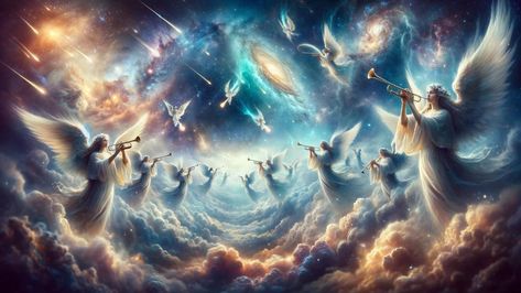 Ever wondered about the mysterious 7 Trumpets of Revelation? These trumpets, described in the Book of Revelation, are a series of apocalyptic events that signal 7 Trumpets Of Revelation, 7 Trumpets, Seven Trumpets, Technology And Society, The Book Of Revelation, Biblical Teaching, Falling From The Sky, Book Of Revelation, Fascinating Facts