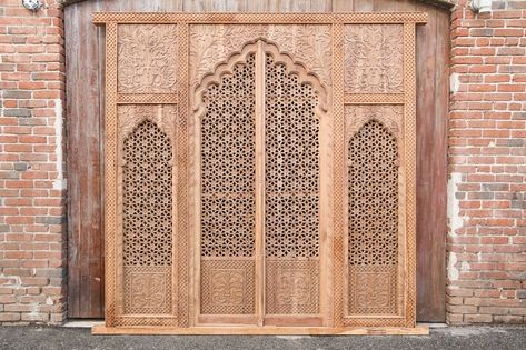 Lavishly Carved Architectural Arch Facade Architectural wall | Etsy Lattice Panels, Arch Facade, Architectural Wall, Carved Door, Mosque Design, Indian Doors, Shop Doors, Indian Pottery, Carved Doors