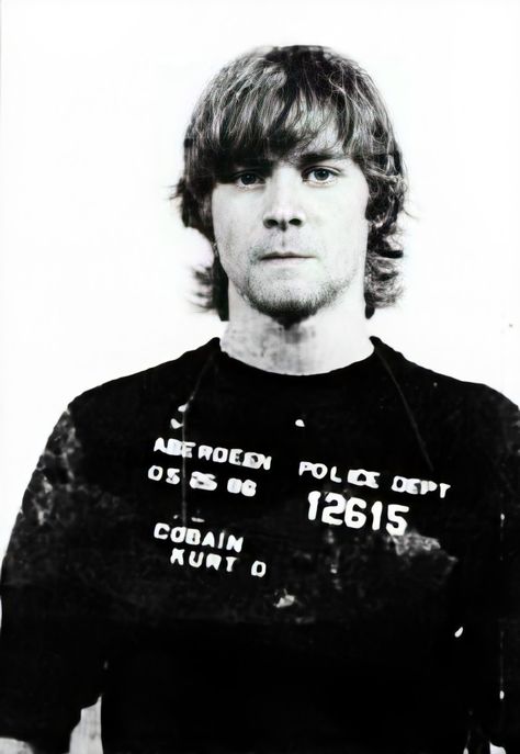 I retouched Kurt's mugshot❤️❤️ Mugshots Kurt Cobain, Kurt Cobain Arrested, Celebrity Mug Shots, Celebrity Mugshots Aesthetic, Mugshot Shawty, Musician Mugshots, Mugshots Pfp, Celebrities Mugshots, Mug Shots Aesthetic