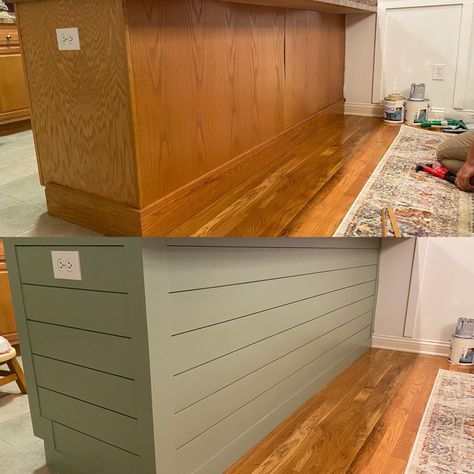 Kitchen Island Makeover, Shiplap Kitchen, Mobile Home Renovations, Diy Kitchen Renovation, Small Remodel, Remodeling Mobile Homes, Island Kitchen, Kitchen Redo, Home Upgrades