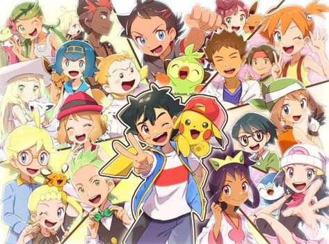 Pokemon Ash Pikachu, Kiawe Pokemon, Pink Hedgehog, Pokemon Anime Characters, Random Pokemon, Pokemon Journeys, Pokémon Fanart, Pokémon Heroes, Pokemon Ideas