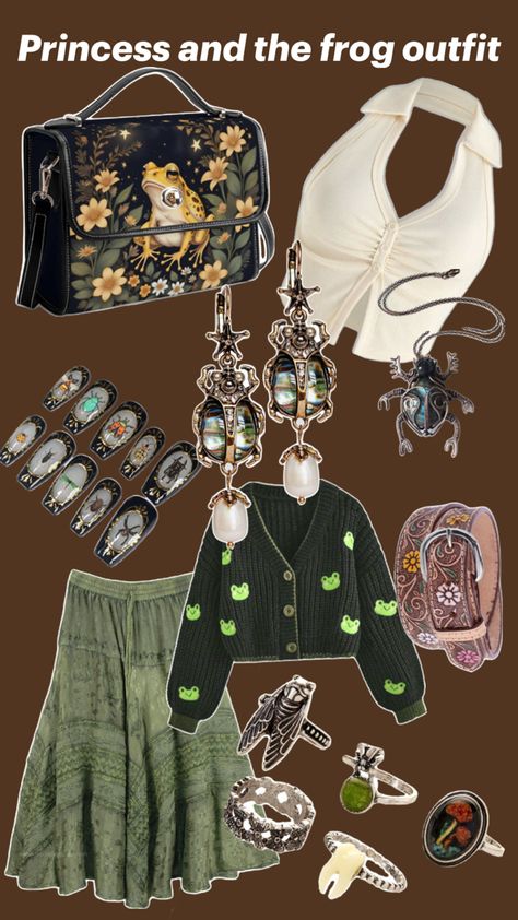 Frog Themed Outfit, Safari Aesthetic Outfit, Princesses And The Frog, Safari Aesthetic, Frog Outfit, Random Outfits, Themed Outfits, Aesthetic Outfit, The Frog