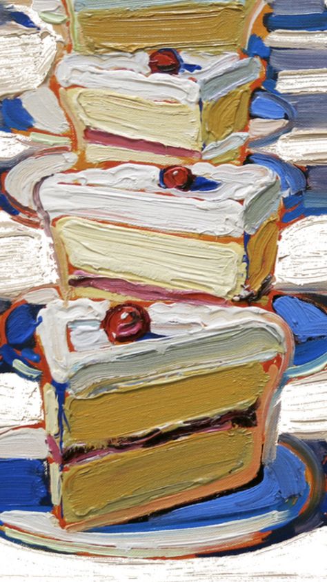 Wayne Thiebaud Still Life, Wayne Thiebaud Gcse Sketchbook, Wayne Thiebaud Artist Research Page, Wayne Thiebaud Cakes, Wayne Thiebaud, Gcse Art Sketchbook, Canvas Painting Designs, Gcse Art, Art Party