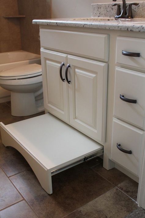 Craftsman Bathroom Ideas, Craftsman Bathroom Remodel, Bathroom Vanity Stool, Toddler Bathroom, Craftsman Bathroom, Toddler Step Stool, Bathroom Stool, Step Stool Kids, Bathroom Design Ideas