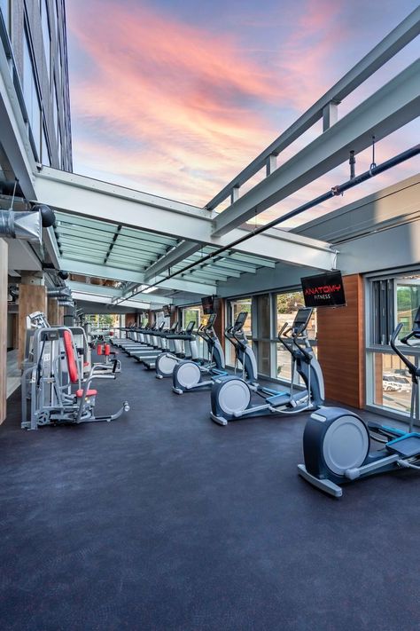 Cool gym with retractable roof Anatomy Fitness Toronto Roof Gym, Cool Gym, Retractable Roof, Fitness Club, Anatomy, Toronto, Roof, Train, Gym