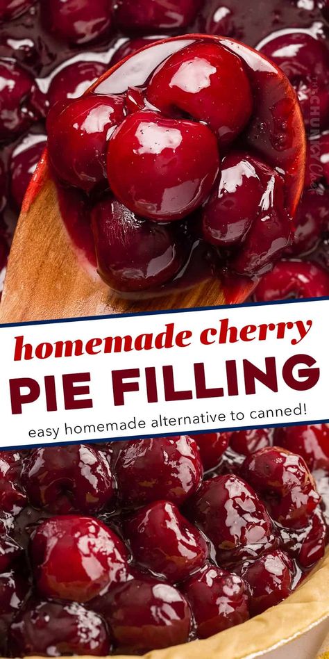 Homemade cherry pie filling is easy to make using sweet and juicy fresh cherries and simple everyday ingredients. Not only is it great to use to make a cherry pie, but pie filling is perfect on top of a cheesecake, ice cream, or just to eat with a spoon! So much better than the canned stuff. Cherry Pie Filling Recipes Frozen, Dried Cherry Pie Filling Recipes, Homemade Cherry Pie Filling Fresh, Cherry Pie Filling Recipes Using Frozen Cherries, Cherry Pie Filling Recipes Homemade, Cherry Pie Fresh Cherries, Cherry Pie Filling From Frozen Cherries, Frozen Cherry Pie Filling, Fresh Cherry Pie Filling Recipes