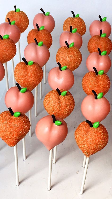 Sweet Whimsy Shop | Cake Pops | Bakery & Tutorials | Peach cake pops; here’s how I make them! For details on the stems & leaves, comment APPLE, then check your DMs (and to see how I make apple… | Instagram Peach Cake Pops, Apple Cake Pops, Baby Shower For Girl, Peach Birthday, Cabbage Patch Babies, Party Event Ideas, Peach Baby Shower, Cake Pops How To Make, Peach Cake