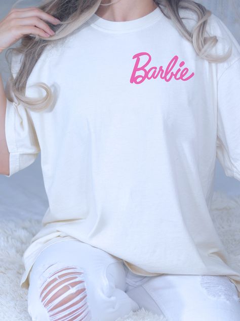 Barbie Tshirt Women Outfit, Pink Barbie Shirt, Custom Barbie Shirt, Barbie Tee Shirt, Womens Barbie Shirt, Hair Guide, Movie Shirts, Barbie Movies, Barbie World