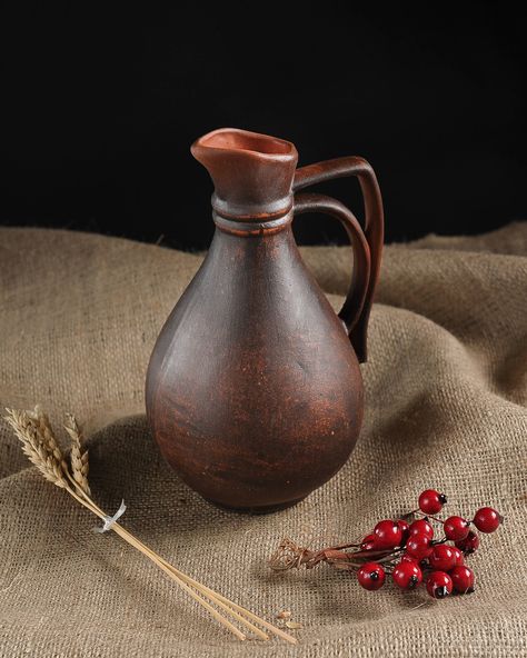 Handmade jug of clay, vessel, jugs for wine. water, juice, milk, vodka, pitchers, pitcher, jar, ewer, jugful Wine Jug, Organic Ceramics, Handmade Teapot, Clay Bowl, Clay Teapots, Pottery Gifts, Ceramic Jug, Pottery Cups, Ceramic Pitcher