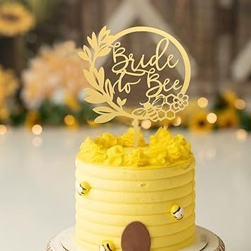 Amazon.com: Bride to Bee Wreath Wedding Cake Topper,wedding engagement theme Cake topper, bridal shower theme decor, Rustic Wedding Party (Golden Acrylic) : Grocery & Gourmet Food Bride To Bee Bridal Shower Ideas, Engagement Theme Cake, Engagement Theme, Bride To Bee, Rustic Wedding Party, Engagement Themes, Cake Topper Wedding, Bee Wreath, Topper Wedding