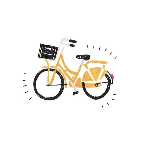 Bicycle Illustration, Hand Drawn Illustration, Drawn Illustration, Hand Drawn, Bicycle, Wheel, Bike, Van, Yellow