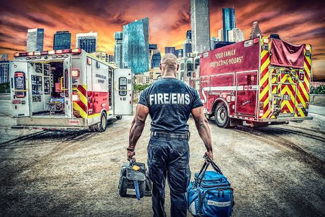 Police Art, Fire Medic, Ems Humor, Firefighter Art, Firefighter Paramedic, Firefighter Emt, Police Truck, Patriotic Pictures, Emt Paramedic