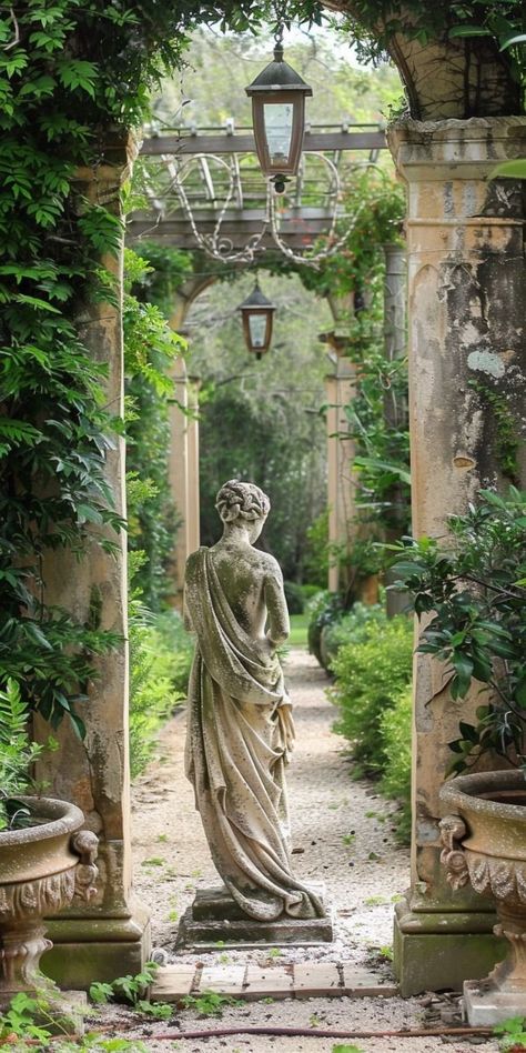 Garden Of Time, Neoclassical Garden, Fairytale Witch, Baroque Garden, Antique Garden, Nordland, Garden Statues, Pretty Places, Green Aesthetic