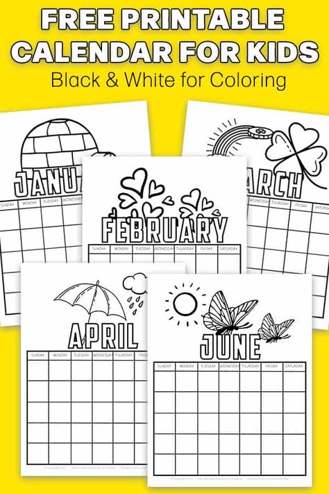 Kids Monthly Calendar, Editable Monthly Calendar Template Free Printable, Back To School Calendar Ideas, Homemade Calendar For Kids Craft Ideas, Coloring Calendar 2024, Kids Calendar Printable Free, Kids Calendar Ideas Diy, Calendar Activities For Kids, Free Monthly Calendar Printable