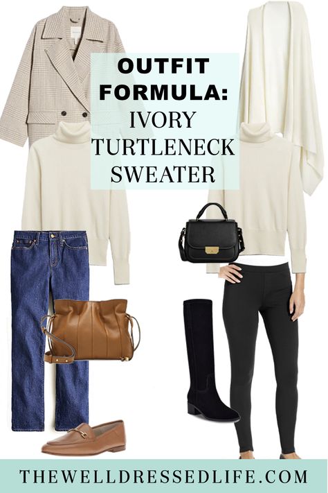 White Turtleneck Sweater Outfit, Turtle Neck Outfit Layers, Ivory Sweater Outfit, White Turtle Neck Outfit, Turtle Neck Outfit Women, White Turtleneck Outfit, Ivory Turtleneck, Turtleneck Sweater Outfit, How To Have Style