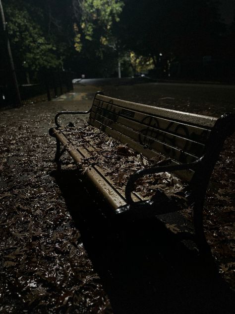 Fall autumn moody abstract wallpaper winter aesthetic seasons changing park bench chair in the park covered in leaves dramatic photography mood vibes dark aesthetic deep colors moody fall backgrounds winter wallpaper iphone nature pics nature photos spooky vibe graffiti art night vibe pic trees background halloween aesthetic dark photos nightime travel parks at nighttime creepy eerie photos moody images Outdoor Dark Aesthetic, Dark Park Aesthetics, Dark Moody Aesthetic Pictures, Moody Night Photography, Dark Eerie Aesthetic, Moody Vibes Aesthetic, Moody Photography Aesthetic, Northeast Gothic, Background Halloween Aesthetic