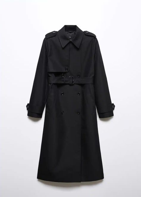 Waterproof double-breasted trench coat | MANGO (US) Cruise Fashion, Black Trench Coat, Longline Coat, Double Breasted Trench Coat, Trench Coat Black, Mood Board Fashion, Trench Coats Women, Women's Coats, Trench Coats