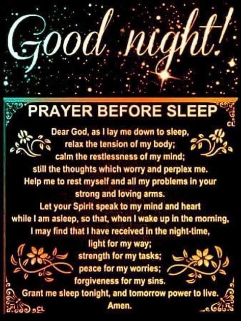 Prayer Before Sleep, Bedtime Prayer, Everyday Prayers, Evening Prayer, Good Night Prayer, Good Night Blessings, Night Prayer, Before Sleep, Prayer Verses