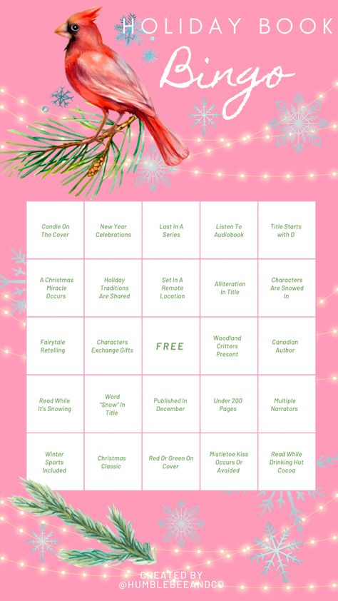 December Book Bingo, Challenges Template, Book Challenge Template, Book Bingo, Challenge Template, Holiday Reading, Reading List Challenge, Bingo Template, Book Reading Journal