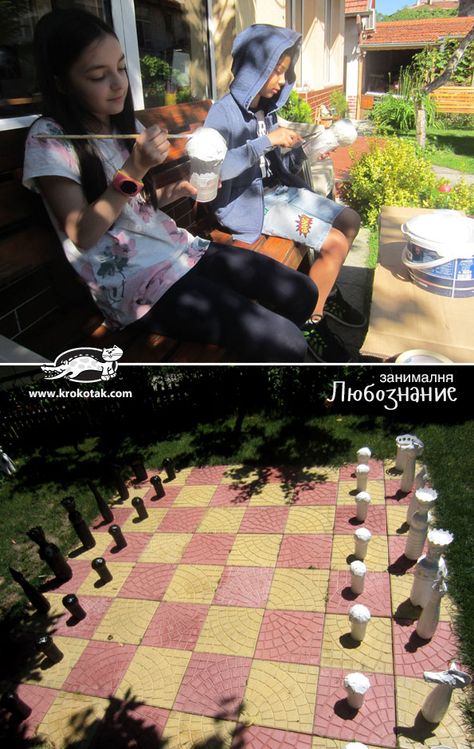 DIY Giant Chess Set Diy Chess Pieces, Outdoor Chess, Giant Chess, Cake Printing, Hidden Pictures, Spring Prints, Valentine Print, Math Numbers, Winter Print