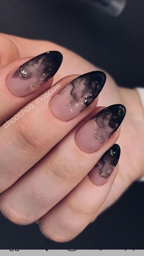 Jelly Black Nail Designs, Moody Bridal Nails, Dark Nail Inspo Almond, Morse Code Nails, Witchy Nails Short Natural, Night Court Nail Art, Gel Nails Ideas Short Dark, Short Gothic Nails Simple, Hades Inspired Nails