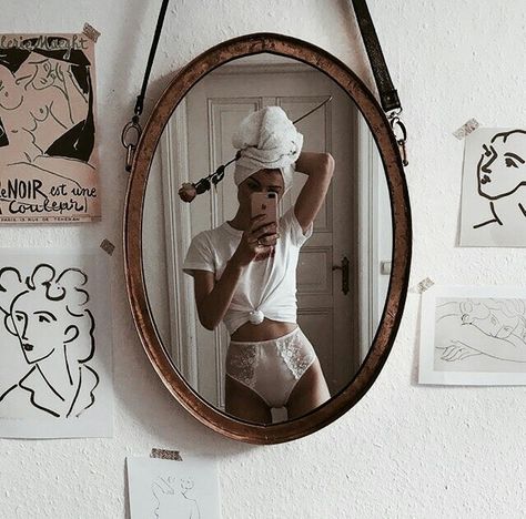 A Mirror, The Mirror, The Wall, A Woman, Mirror, Drawings, Wall, Hair, Instagram