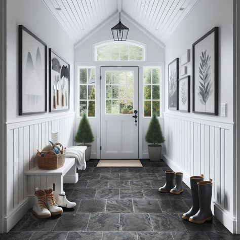 Montauk Black Slate: Elegance & Versatility for Your Space Black Slate Entryway Floor, Slate Entryway, Gray Slate Tile, Grey Slate Tile, Black Slate Tiles, Slate Tile Floor, Entryway Flooring, Grey Tiles, Road Design