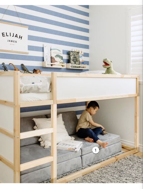 Toddler Loft Bed Ideas, Fun Couch, Nugget Couch, Toddler Loft Beds, Boy Room Themes, Ikea Kura Bed, Children's Bedroom Ideas, The Nugget, Play Couch