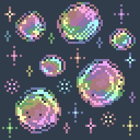 Kawaii pixel rainbow oilslick bubbles Pixel Rainbow, Super Cool, Pixel Art, Bubbles, Dots, Computer, Rainbow, Screen, Art