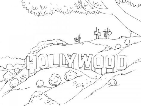 Hollywood coloring page For moving on ceremony Universal Studios Doodles, Hollywood Coloring Pages, Universal Studios Svg, Hollywood Studios Shirts Svg, Hollywood Crafts, Disney Hollywood Studios Svg, Hollywood Classroom, Embroidery Quilt, Yankee Doodle