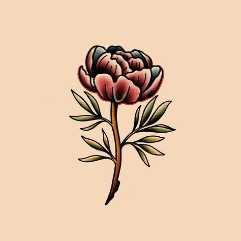 peony #tattoo #peony #classictattoo #oldschooltattoo #traditionaltattoo Peony Tattoo Traditional, Traditional Peony Tattoo, Tattoo Peony, Peony Drawing, Peony Tattoo, Bouquet Tattoo, Tattoo Flowers, Getting A Tattoo, Peonies Tattoo