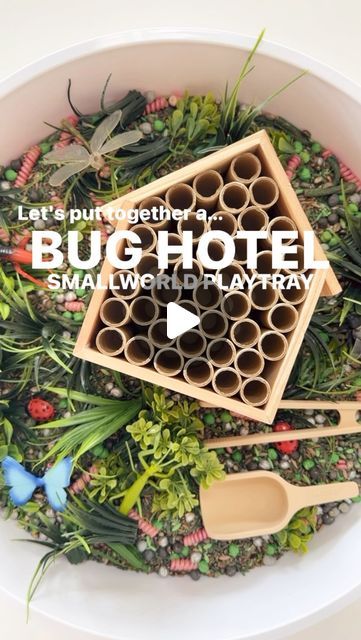 Teachingbythemountains on Instagram: "Bug Hotel Smallworld Play🪲🪱

What better way to bring on spring play through BUG PLAY! 

Found this perfectly sized bug hotel at the Target BULLSEYE SECTION! Can you believe!? 

The size was a PERFECT little soze to fit into our PlayTray! 🐞🐛🐜🪲

To make at home or school: 

🪲We used our "In the Garden" sensory mix from @thecreativemixshop ! (We used 2x  3 Cup Filler Bag and it filled our @inspiremyplay perfectly!)

🐞Bug Hotel @target  Bullseye Secrion for only $5! 

🪱Sprinkle in  bugs & some pretend grass blades (I cut mine from a grass square I bought from our local craft store, EASY hack) 

🐜Scooper, Tongs & PlayTray ALL from @inspiremyplay ! 
(These accessories are nice & grippy, perfect for tiny hands! My little one playing is 15 months ol Non Food Sensory Bins, Bug Sensory Bin, Garden Sensory Bin, Spring Sensory Bin, Garden Sensory, Kids Sensory Play, Target Bullseye, Bug Hotel, Invitation To Play