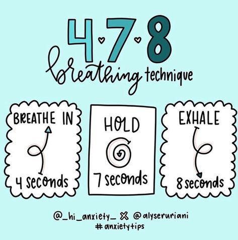 THERAPY ON THE SQUARE on Instagram: “A N X I E T Y T I P The 4-7-8 #breathingtechnique is one of our favs. Breathe in for 4 seconds. Hold for 7 seconds. Exhale for 8 seconds.…” Artist Collaboration, Vision Board Examples, Counseling Psychology, Work Email, 8 Seconds, 7 Seconds, Emotional Awareness, Social Development, Breathing Techniques